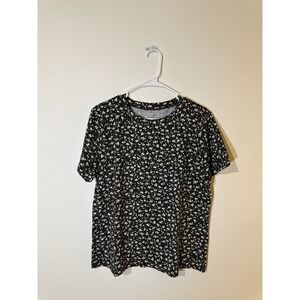 Ann Taylor Women's Floral Short Sleeve Blouse Size XL Multicolor Round Neck Top